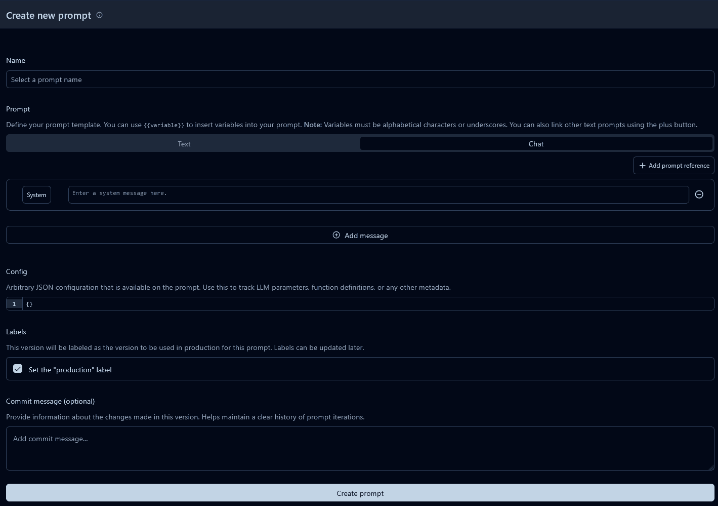 Creating a new prompt